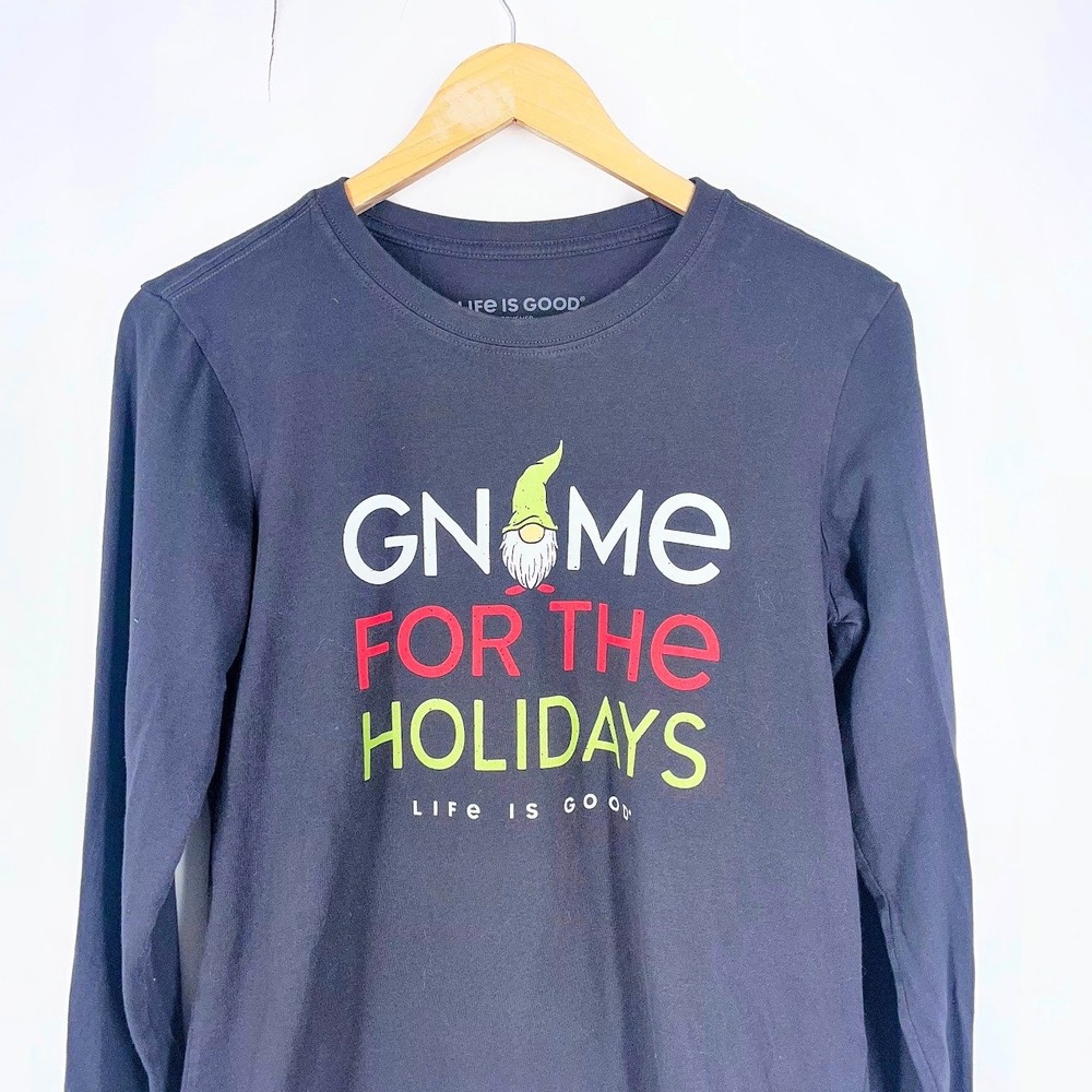 Life is Good Womens Black Gnome for the Holidays Crusher Long Sleeve Tee Small - Picture 3 of 13